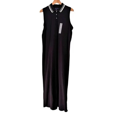 Vestido Polo Charter Club Negro Midi Sin Mangas Talla Grande Nuevo con Etiquetas Algodón De Colección Foto 1 de 4