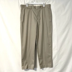 LL Bean Herren Chino Hose natürliche Passform 36 x 30 100 % Baumwolle hellbraun khaki flache Vorderseite - Bild 1 von 7