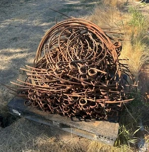 Antique Hay DUMP RAKE TINES Double Pigtail Teeth Steampunk Art - Lot of ( 7 ) - Picture 1 of 1