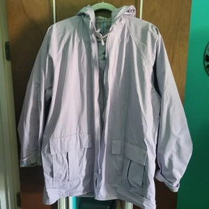 Vintage Misty Harbor Lavender Hooded Rain Jacket Women’s Large Lined Windbreaker - Picture 1 of 14