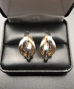 14k 14kt Two Tone Ladies Lever Back Earrings 4.5 Grams - Picture 1 of 13
