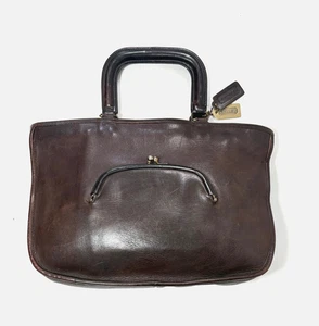 VINTAGE COACH BROWN LEATHER 'WATERMELON'  SATCHEL PURSE, NYC, KISS LOCK POCKET - Bild 1 von 15