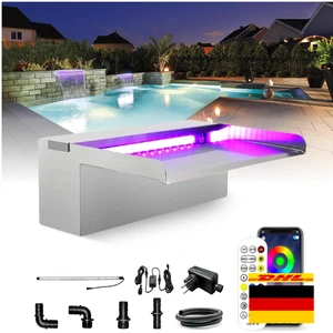 Edelstahl Wasserfall mit APP-Steuerung | Multi-Farben LED-Licht | 304 Stahl - Bild 1 von 8