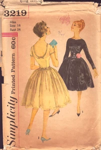 Vestido y cintura Simplicity 3219-Misses-Bateau escote delantero - 14/34" 1959 - Imagen 1 de 5