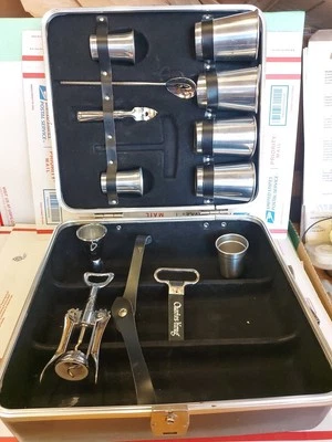 Vintage Bartender Kit Set  Travel 3 Bottle Charles King Italy USA Extras  - Image 1 of 4