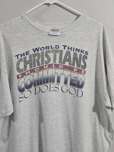 Vintage 1990s Christian Quote Jesus Hanes Heavyweight Men's Size XL  - Picture 1 of 7