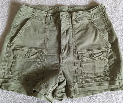 Vintage Y2K American Eagle Cargo Shorts Womens 2 Green Army Pockets Military * - Image 1 of 4