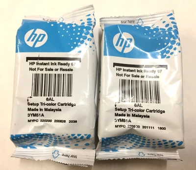 Neu Versiegelt 2X HP Instant Ink Ready 67 Setup Tri-Color Patronen 3YM51A - Bild 1 von 2