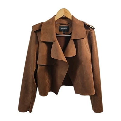 Jaqueta Banana Republic Petra Vegan Faux Bonded Camurça Canela Tempero Frente Aberta M - Imagem 1 de 4