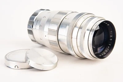 Exakta Mount Telisar C 13.5cm 135mm f/3.5 Telephoto Portrait Lens with Caps V28 - Image 1 of 4
