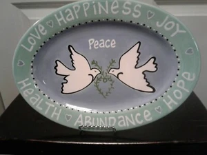 Our Name Is Mud Lorrie Veasey Platter Tray "Peace Love Happiness Health... New* - Picture 1 of 7