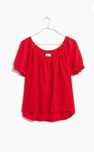 Top Campesino Madewell Textura e Hilo En Esmalte Rojo Talla Pequeña Estilo L2939 Usado en Excelente Condición - Imagen 1 de 11