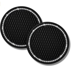2X Black Bling Cup Holder Insert Rhinestone Coaster For Car Interior Accessories - Picture 1 of 4
