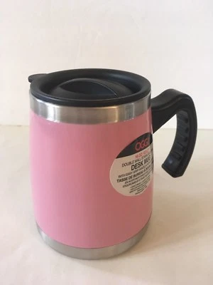 Caneca de mesa rosa 16 oz Oggi parede dupla aço inoxidável nova - Imagem 1 de 4