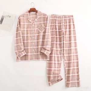 Men's Pajamas Set 100% Cotton Sleepwear Long Sleeve Button Top Pants Nightwear - Picture 1 of 70