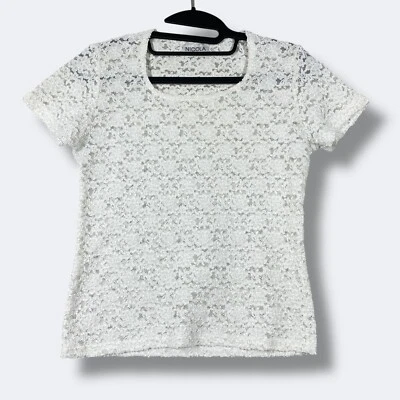 Винтажный Nicola кружевной верхний женщин маленький белый цветочный шикарный коттеджкор повседневный - Изображение 1 из 4