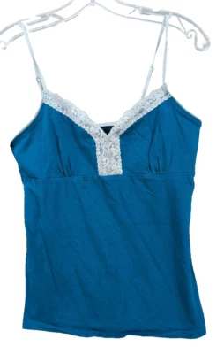 Faded Glory Women's Blue Baby Doll Spaghetti Strap Lace Trim Cami Medium (8/10) - Image 1 of 4