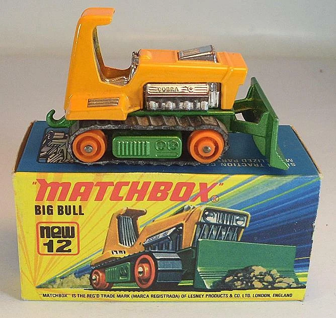 Matchbox Superfast Nr. 12 Big Bull Bulldozer orange/greenmetallic J-Box #1422 - Bild 1 von 1