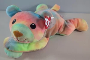 Ty Pillow Pals Sherbet 1998 13 in Retired Neon Tie Dye Bear Floppy NWT VTG - Picture 1 of 12