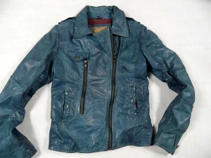 OAKWOOD coole Lederjacke grünblau petrol Gr. S TOP RSi121 - Bild 1 von 5
