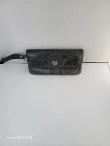 Kenneth Cole Reaction schwarze Leder-Geldbörse mit Druckknopfverschluss - Bild 1 von 3