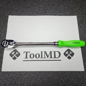 Snap-on Tools USA NEW 3/8" Drive GREEN Hard Handle LONG Ratchet FHLD80 - Picture 1 of 17