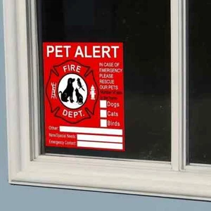 2 - Emergency Sign for Number Pets Cats Dogs Inside Home for Rescue Fire Depart - Picture 1 of 6