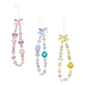 3 Pcs Flower Bow Chain Decoration Beaded Phone Charm Cellphone Strap - Zdjęcie 1 z 12