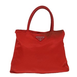 Prada Tessuto Red Canvas Tote Bag Authentic