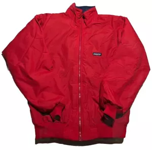 Vintage Patagonia Jacket Size M Red Full Zip Fleece Lined Nylon Bomber USA AS9 - Picture 1 of 6