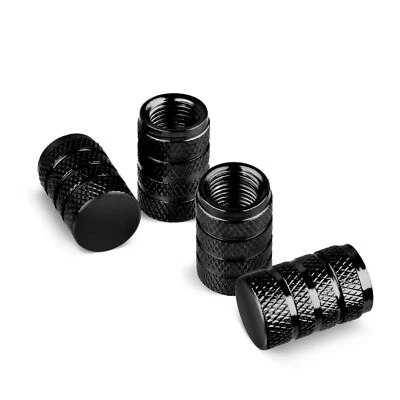 Tapas de vástago de válvula de llanta de llanta de neumático de coche negro 4 piezas Foto 1 de 4