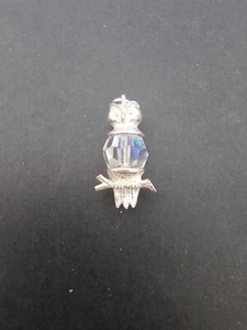 Vintage 925 Sterling Silver Owl Aurora Borealis AB Centre Pendant / Charm - Picture 1 of 2