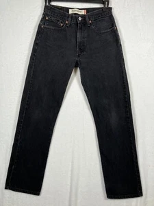 Levi's 505 Mens Black Straight Leg Jeans Size 31 Mid-Rise Logo Denim Pants - Picture 1 of 13