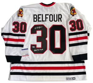 ED BELFOUR SIGNED CHICAGO BLACKHAWKS 1991 75th ANN JERSEY PSA/DNA COA MEDIUM - Picture 1 of 5
