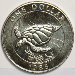 Bermuda 1986 Dollar Elizabeth II Turtle 197607 combine shipping - Picture 1 of 2