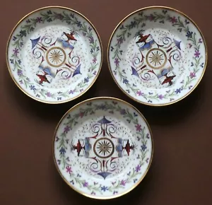 Porcelaine, Bordeaux, décor barbeaux, manufacture Verneuilh 18ème, 3 sous-tasses - Afbeelding 1 van 5