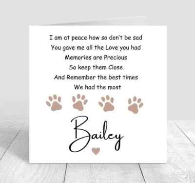 Personalised Pet bereavement card Dog sympathy card loss of your pet sorry 6x6 - Image 1 of 2