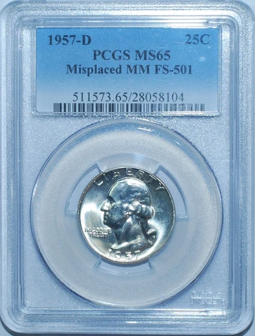 1957 D PCGS MS65 FS-501 Misplaced Mint Mark Washington Quarter Cover