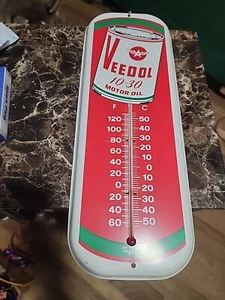 Werbethermometer: Öl & Gas, Veedol, 10-30 Motoröl - Bild 1 von 2