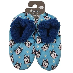 Siberian Husky Dog Slippers Comfies Unisex Super Soft Lined Animal Print Booties - Picture 1 of 7