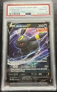 2022 POKEMON SWSH BLACK STAR PROMO V HEROES TINS #203 UMBREON V PSA 10 - Picture 1 of 4