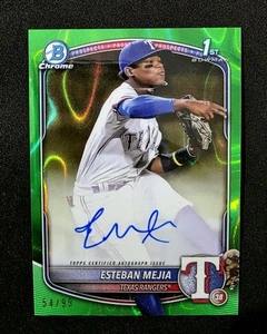 2025 Bowman Esteban Mejia Chrome Auto Green Wave Refractor 1st Prospect #54/99 - Bild 1 von 2