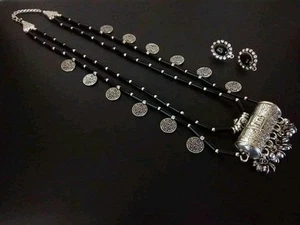 Oxidized Jewelry Gini Style Pipe Long Necklace with Earrings - Picture 1 of 5