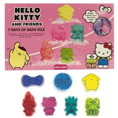 HELLO KITTY & FRIENDS 7 DAYS OF BATH  BOMB FIZZERS GIFT SET CHRISTMAS EDITION - Image 1 of 4