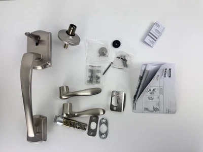 Набор ручек для прохода Kwikset CP815PTHXTNL-15 Prescott, рычаг Tustin, матовый никель - Изображение 1 из 4