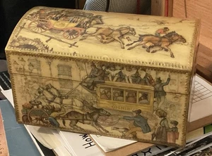 The Anton Pieck Vintage 3-D decoupage Wooden box Stagecoach Edition Signed - Picture 1 of 6