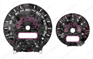 Mini Cooper R53 KM/H V2 Forged Carbon Custom Dial Cards 8 Colours Gauges - Picture 1 of 9