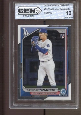 Yoshinobu Yamamoto Bowman 2024 cromo #73 gema como nueva 10 RC LA Dodgers WS MVP Foto 1 de 2