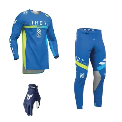 Thor MX Combo Hose Shirt Sportmode Synth blau Motocross Set LM Handschuhe E - Bild 1 von 4
