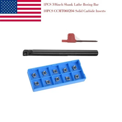 ZIMI 3/8" SHANK S06-SCLCR02 Indexable Boring Bar + 10pcs CCGT060204 Carbide Insert US